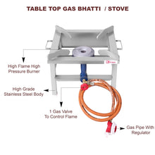 kiran 15x15 SS Gas stove/Bhatti with Jumbo Burner, Hose Pipe and regulator Stainless Steel Manual Gas Stove  (1 Burners)